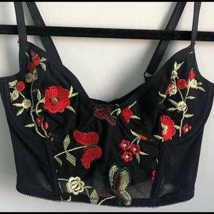 Forever 21 Embroidered Bralette Crop Top